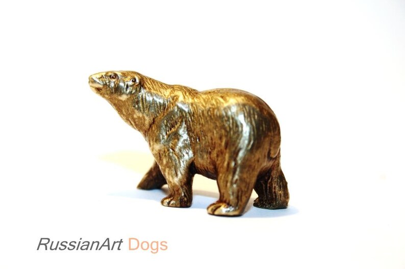 Polar bear statuette miniature statue of brass metal | Etsy