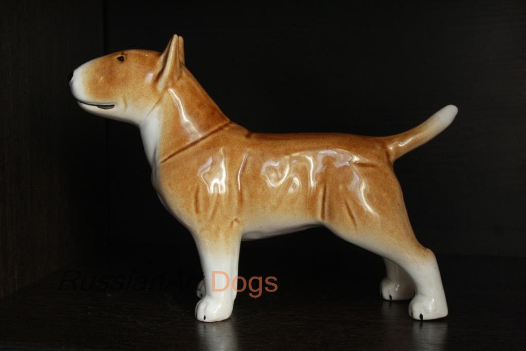 Figurine Bull terrier Dog ceramic statue faience Figurine Bull terrier Dog ceramic statue faience