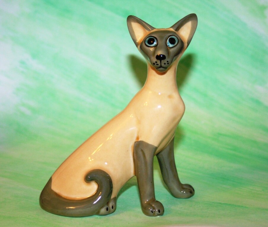 Siamese cat  figurine ceramics handmade statuette porcelain 