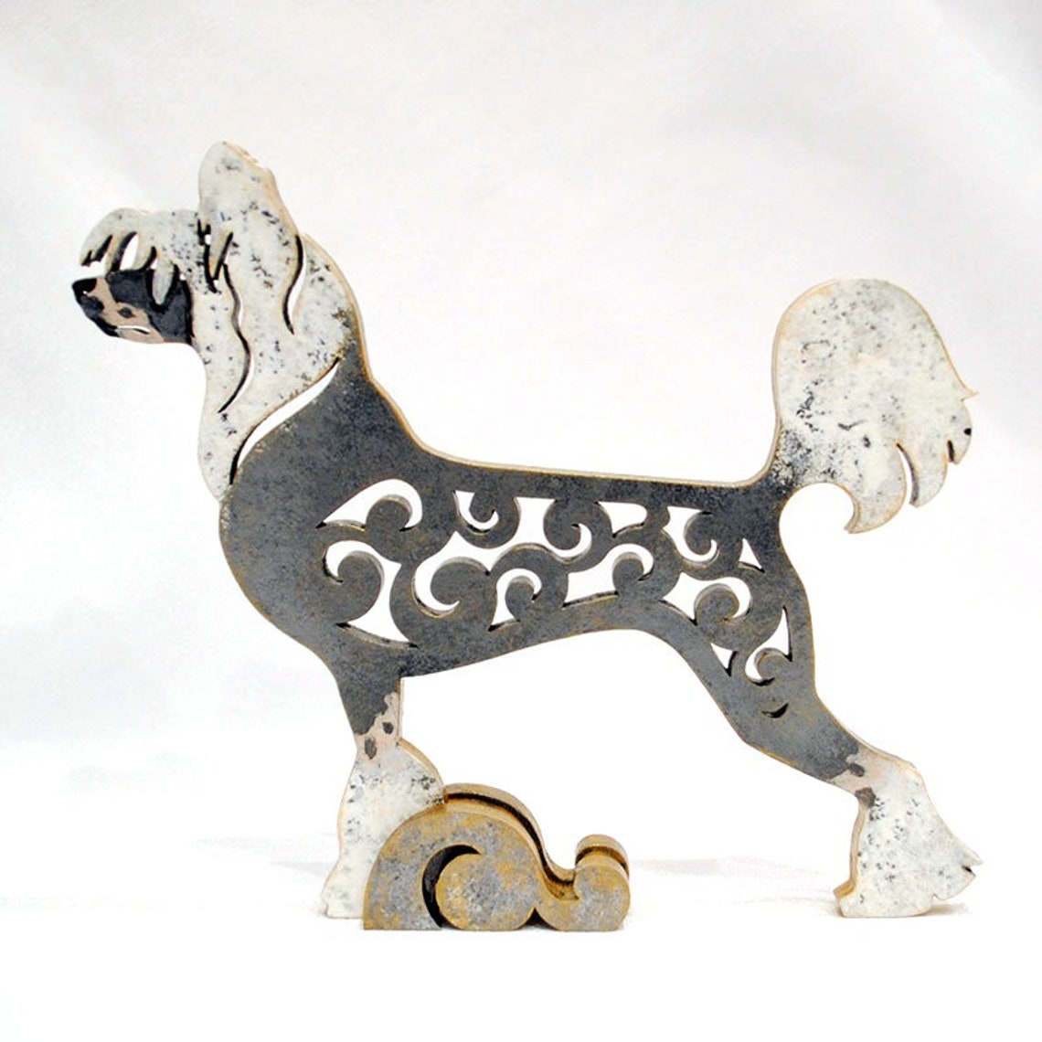 Chinese Crested Dog statue made of wood MDF handpainted Etsy