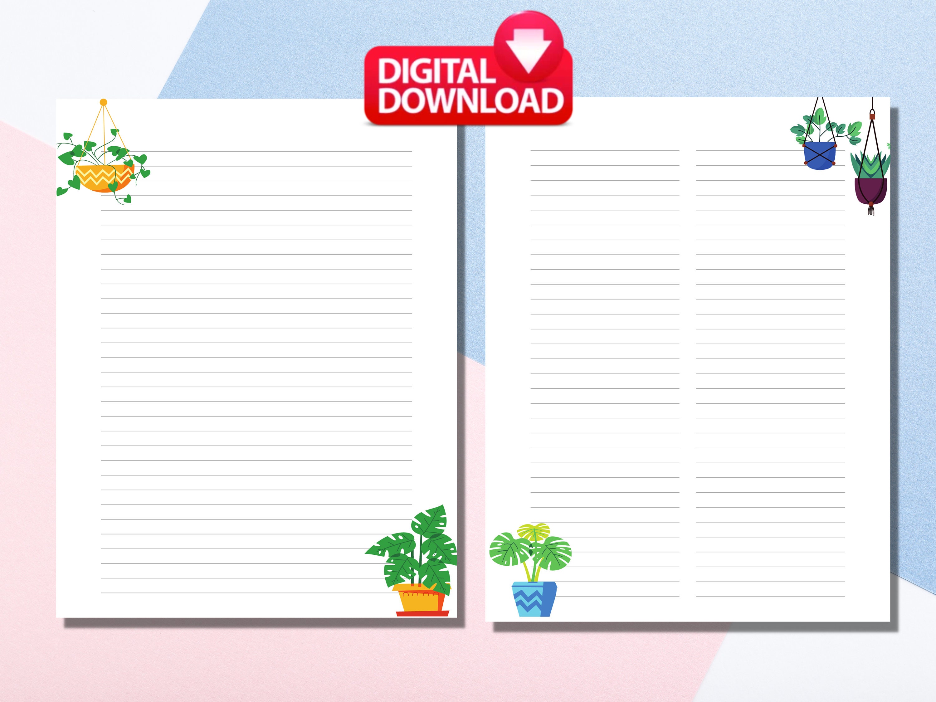 Printable Stationery, Plant Lovers Print at Home Stationary, Pen Pal