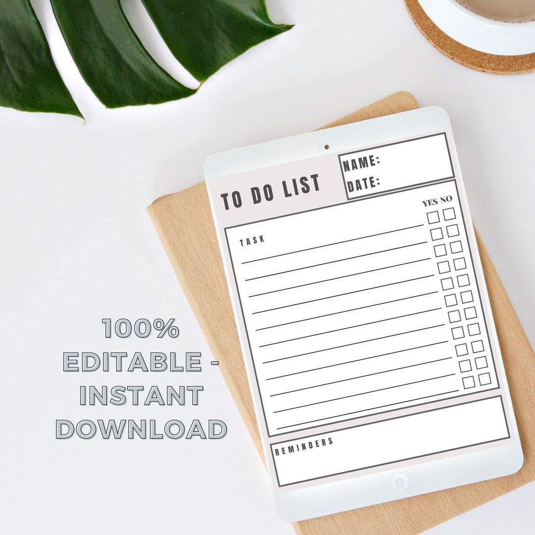 To Do List Printable Canva, Custom ToDo Sheet, Simple Minimalist ...