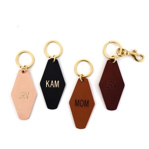 Personalized Leather Keychain Leather Key Holder Leather Key Fob Leather Key Chain Keyring Personalized Gift Cute Keychain image 2