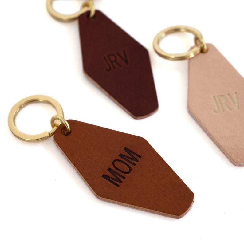 Personalized Leather Keychain Leather Key Holder Leather Key Fob Leather Key Chain Keyring Personalized Gift Cute Keychain image 6