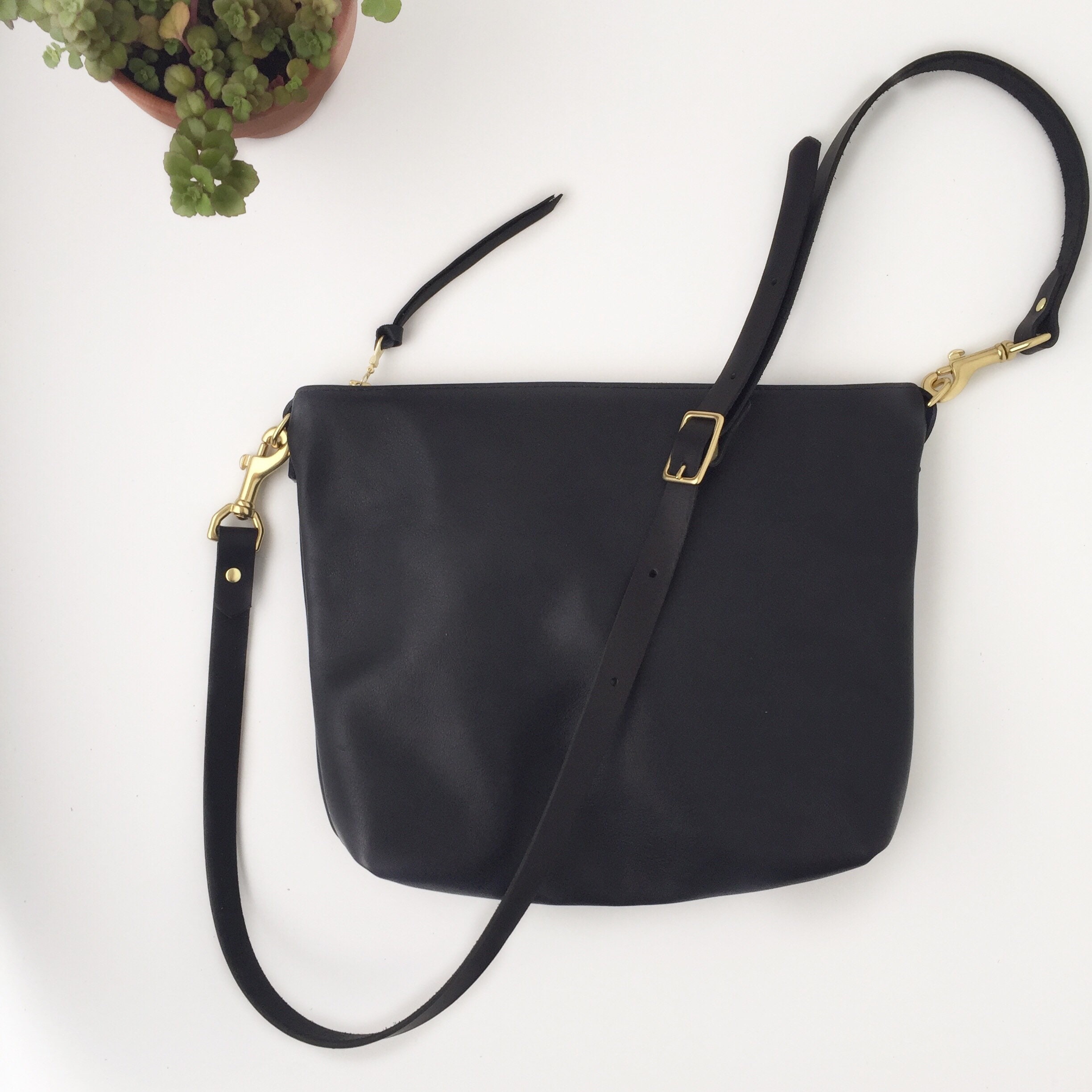 Black Leather Crossbody Bag // Hobo Bag // Leather bag
