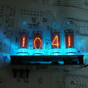 Nixie tube clock kit 2.3 IN-14 Tubes and multicolor RGB backlight in wood box image 4