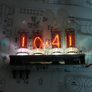 Nixie tube clock kit 2.3 IN-14 Tubes and multicolor RGB backlight in wood box image 3