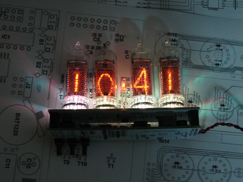 Nixie tube clock kit 2.3 IN-14 Tubes and multicolor RGB backlight in wood box image 3