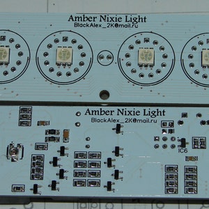 Nixie tube clock kit 2.3 IN-14 Tubes and multicolor RGB backlight in wood box image 2