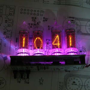 Nixie tube clock kit 2.3 IN-14 Tubes and multicolor RGB backlight in wood box image 5