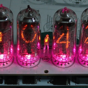 Nixie tube clock kit 2.3 IN-14 Tubes, RGB backlight, with DIY alder wood case image 5