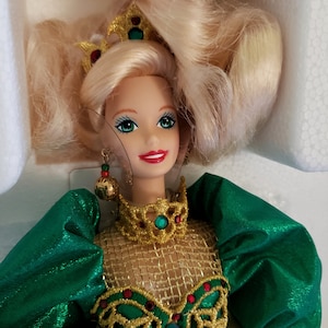 Holiday Jewel Porcelain Barbie Doll 1995-Limited Edition/Never Removed From Box/Mattel Blonde Barbie/Vintage Toy-Collectible Doll-Free Ship