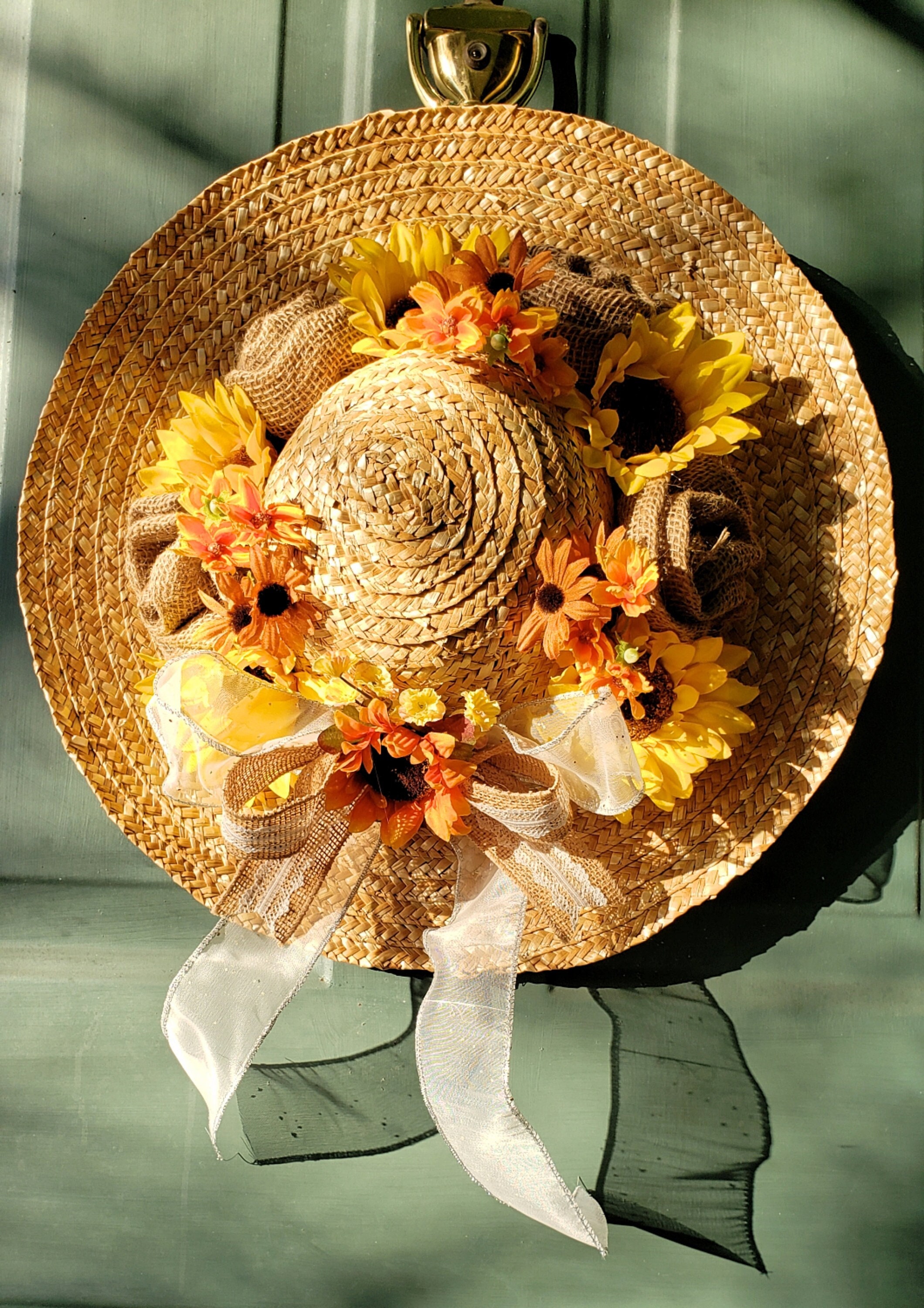 Straw hat ??with vintage bumble bee brooch pin and sunflowers Bee & Sunflower Enamel Pin | Hobby Lobby | 2247419 main image 4