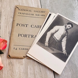 vintage Set/14 The National Gallery Portrait Cartes postales/Impression noir et blanc/Peintures anglo-européennes/Décor-BRICOLAGE Artisanat/Inspirations d’art mural