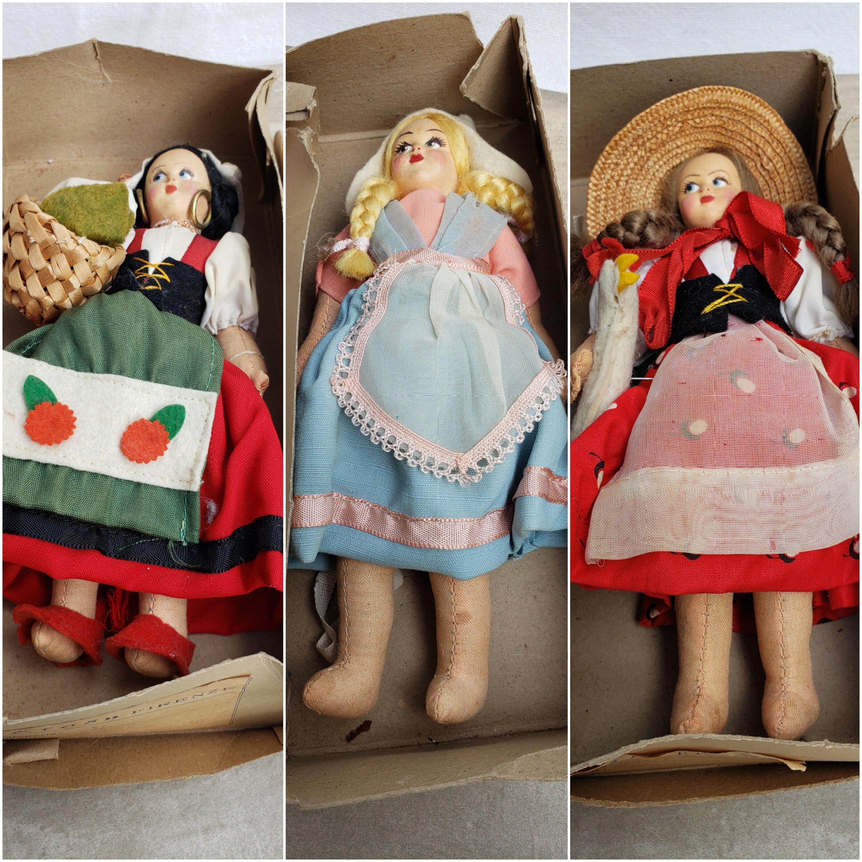Vintage EROS Firenze Italian Cloth Dolls Set of 3/traditional Costume ...