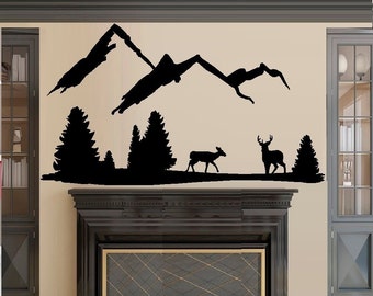 Deer Mountain Scene,  - Wall or Window Decal