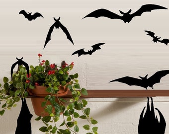 Hanging and Flying Bats ~ Qty 10 - Wall or Window Decal