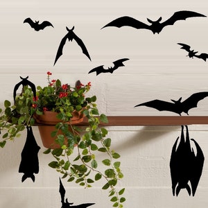 Hanging and Flying Bats ~ Qty 10 - Wall or Window Decal