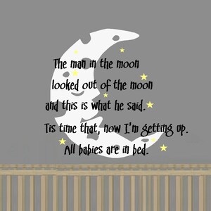 The Man in the Moon: Nursery Rhyme ~ WALL DECAL, 22" X 24" - Etsy