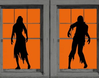 Zombie, Man and Woman    - Wall or Window Decal