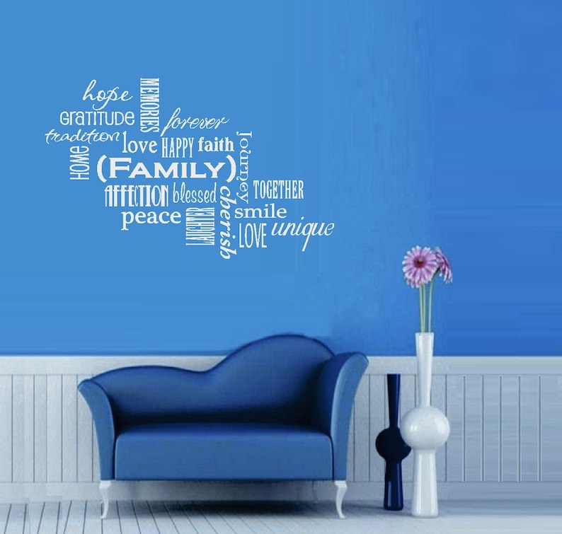 FAMILY Word Collage Wall or Window Decal | Etsy