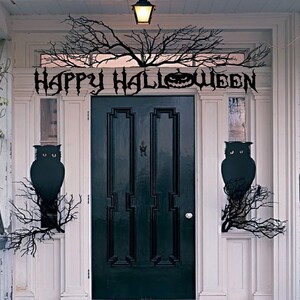 Happy Halloween #2 - or Owls with Branches Wall or Window Decal Happy Halloween LRG