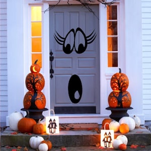 Pumpkin Face for door #1 - Wall, Door or Window Decal