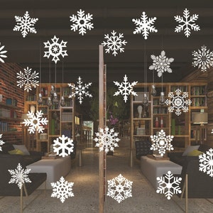 Snow Flakes #3 Lot 30 each 3&quot; x 3&quot; - Christmas, Wall, Door or Window Decal