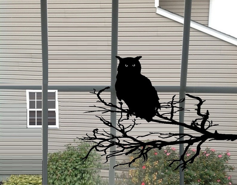Happy Halloween #2 - or Owls with Branches Wall or Window Decal Owl/branch facing Lt