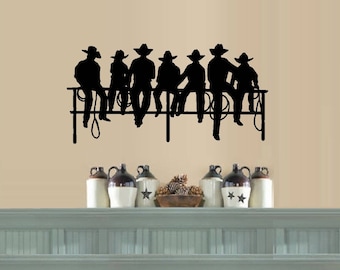 Cowboys Sitting on Fence ~ Wall or Window Decal