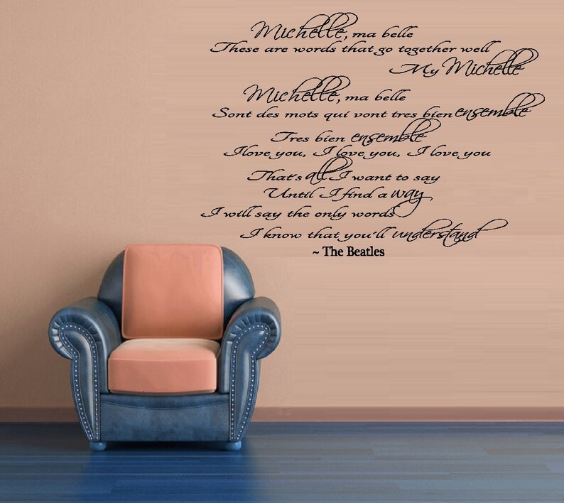 Michelle Ma Belle Lyrics Wall or Window Decal Etsy Michelle Ma Belle Lyrics Wall or Window Decal Etsy