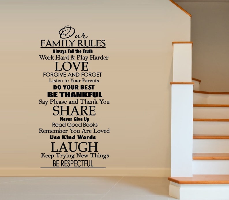 Our Family Rules 2 Wall Decal 20 X 40 Etsy