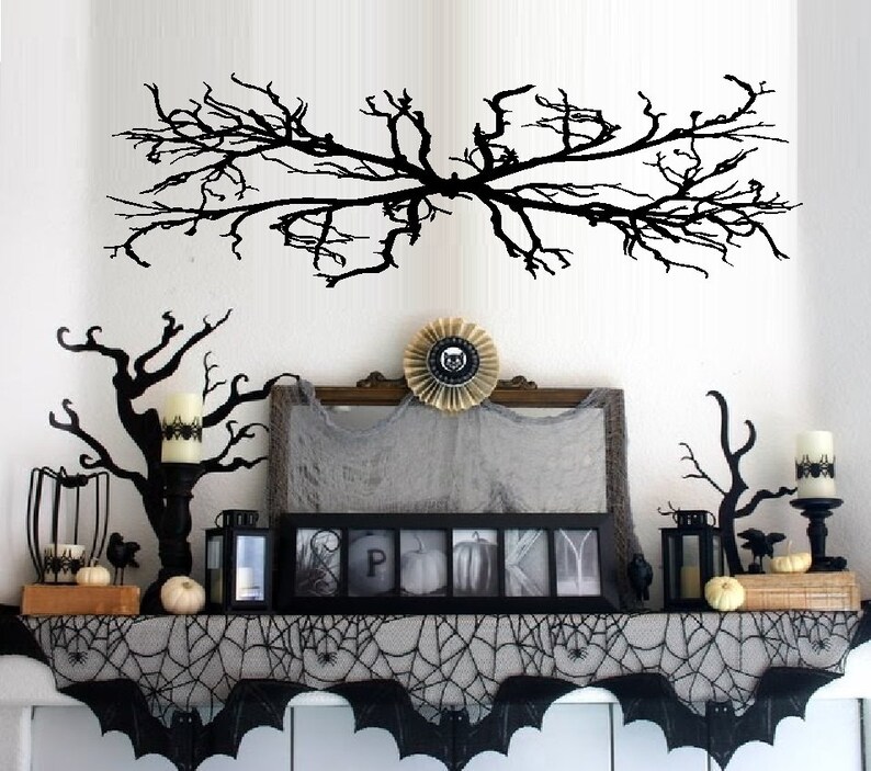 Happy Halloween #2 - or Owls with Branches Wall or Window Decal image 6