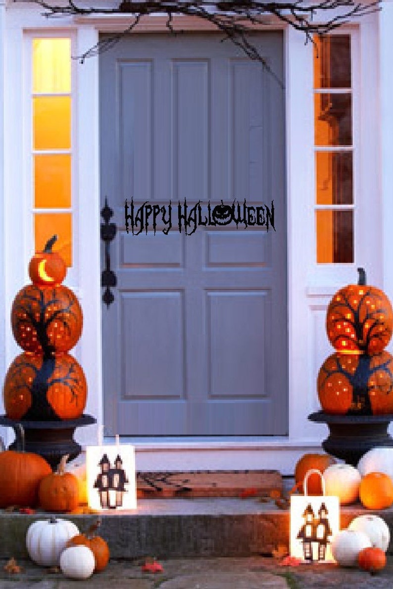 Happy Halloween #2 - or Owls with Branches Wall or Window Decal Happy Halloween