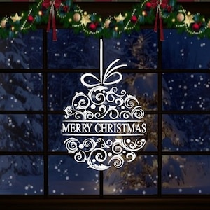 Merry Christmas Ornament decal ~ Wall or Window Decal 20&quot; x 32&quot;