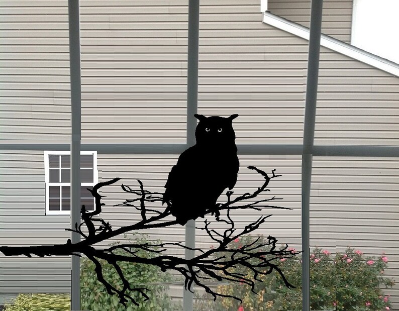 Happy Halloween #2 - or Owls with Branches Wall or Window Decal Owl/branch facing Rt