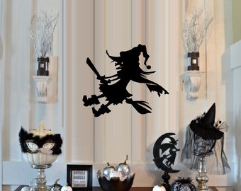 Witch on Broom (Goofy) ~ Wall or Window Decal