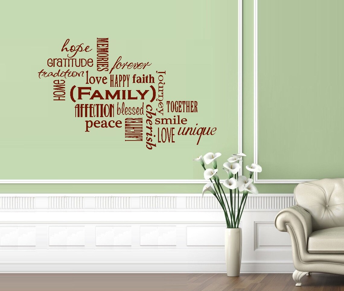 FAMILY Word Collage Wall or Window Decal | Etsy