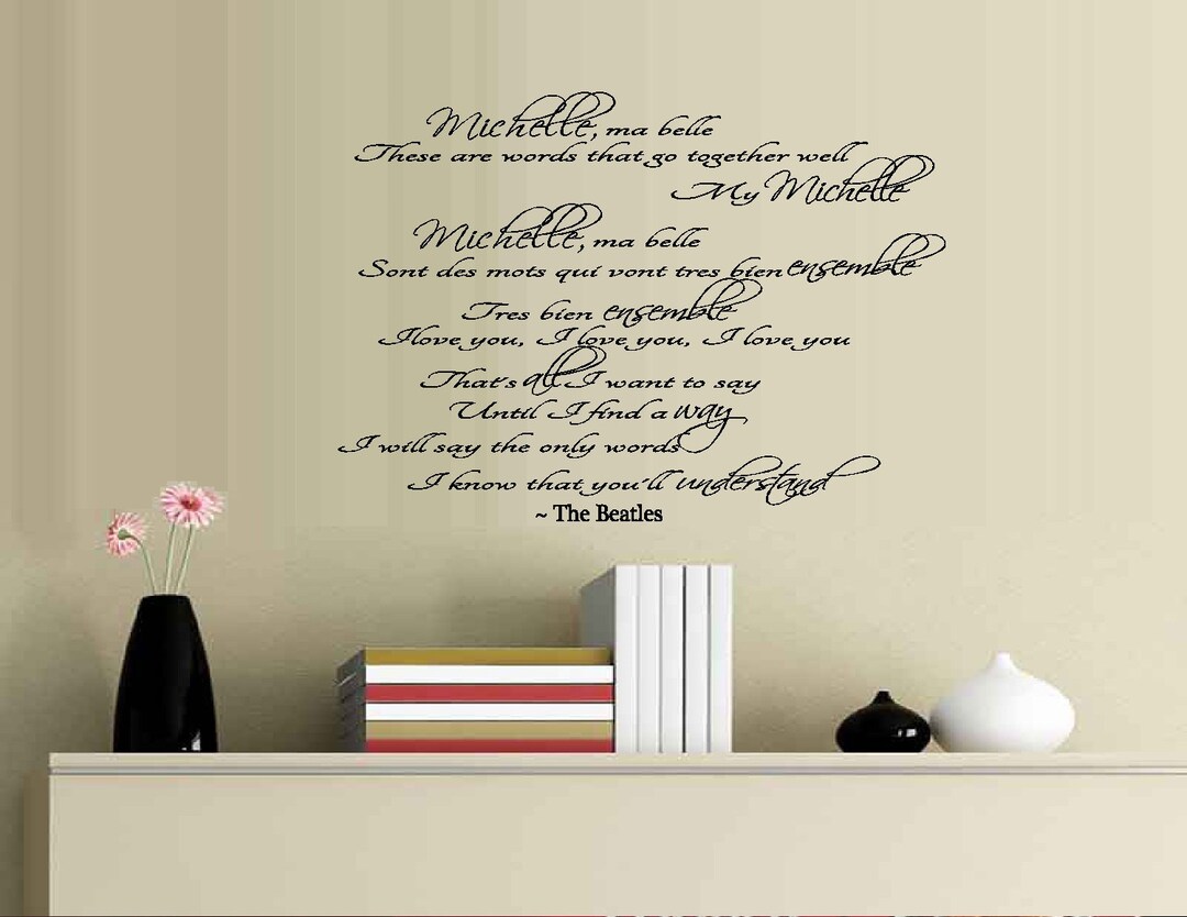 Michelle Ma Belle Lyrics, Wall or Window Decal Etsy