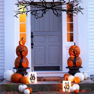 Happy Halloween #2 - or Owls with Branches Wall or Window Decal image 5