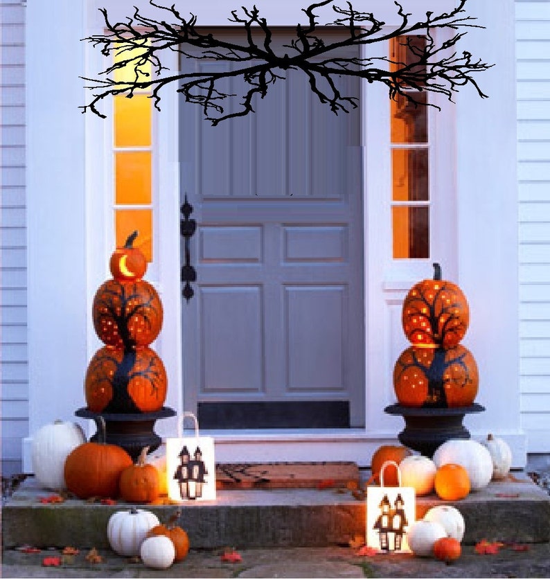 Happy Halloween #2 - or Owls with Branches Wall or Window Decal image 5