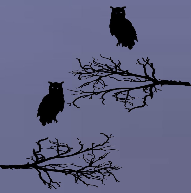 Happy Halloween #2 - or Owls with Branches Wall or Window Decal Owls and Branches