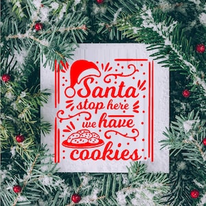 Santa Stop here, we have cookies Wall ~  door , or Window decal 18&quot; h x 24&quot; w or 13&quot; x 13&quot;