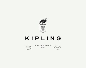 Kipling logo , Guinea Fowl logo. African Logo. Exotic Logo. safari Logo. Travel Logo. Tribal Logo. Cape Town logo- lodge logo. south africa