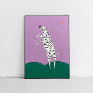 Zebra in the meadow gouache painting image 1