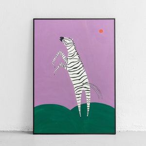Zebra in the meadow gouache painting image 2