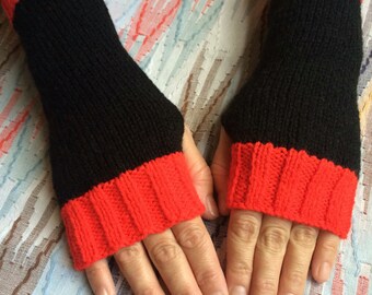Guantes sin dedos tejidos a mano: calentadores de muñeca de invierno para mujer