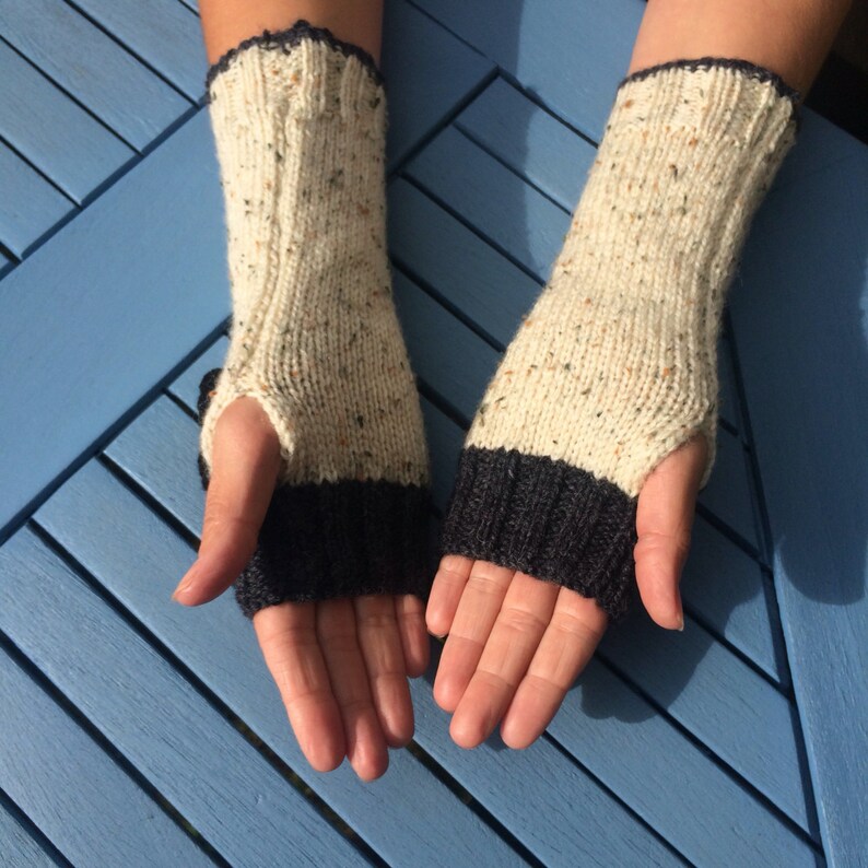 Aran Fingerless Gloves Hand Knit Fingerless Mittens Wrist Etsy