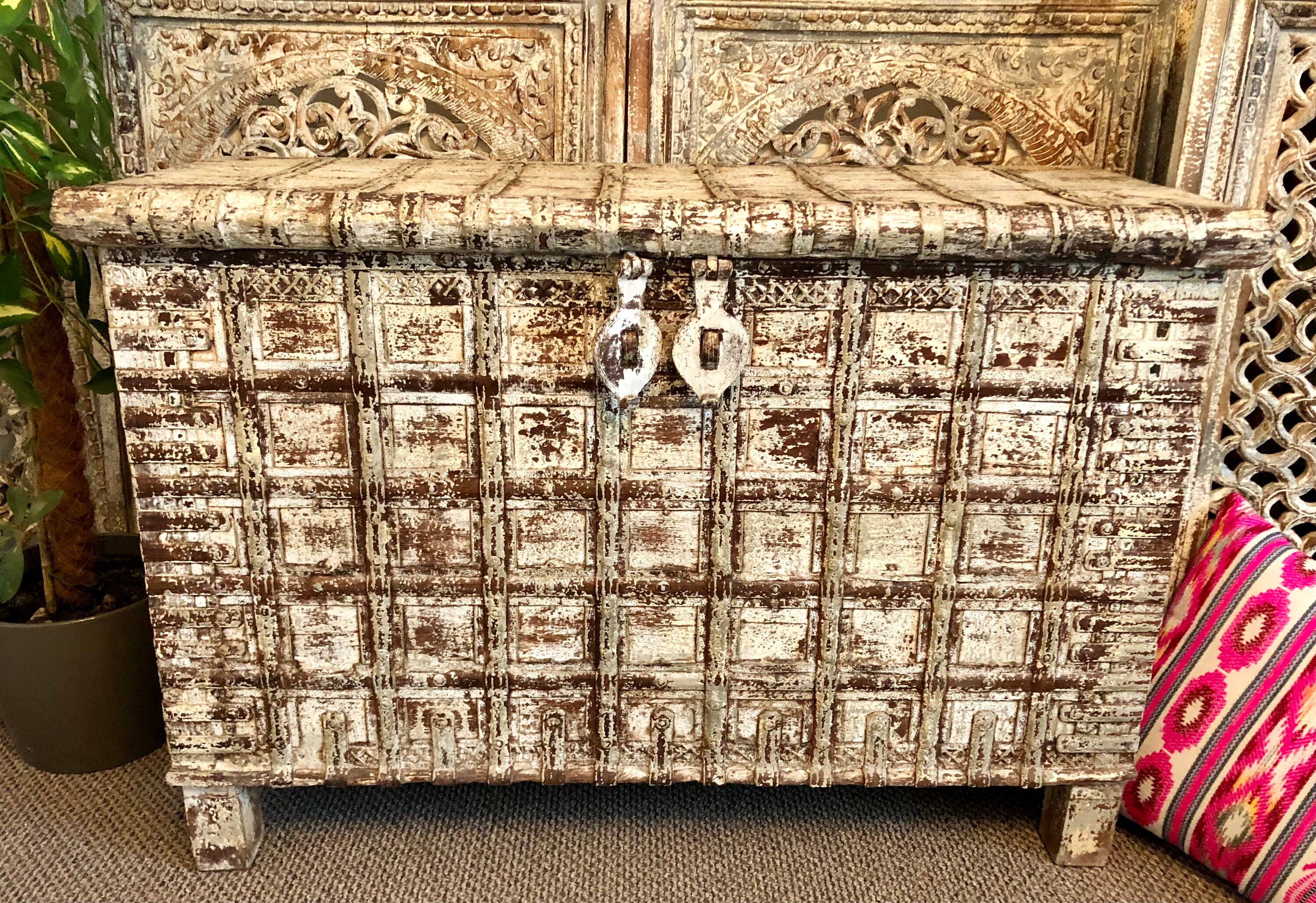 Antiguo cofre de almacenamiento de dote indio muebles hogar | Etsy
