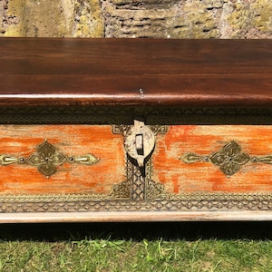 Mango wood storage trunk, wedding trunk, furniture, home and living